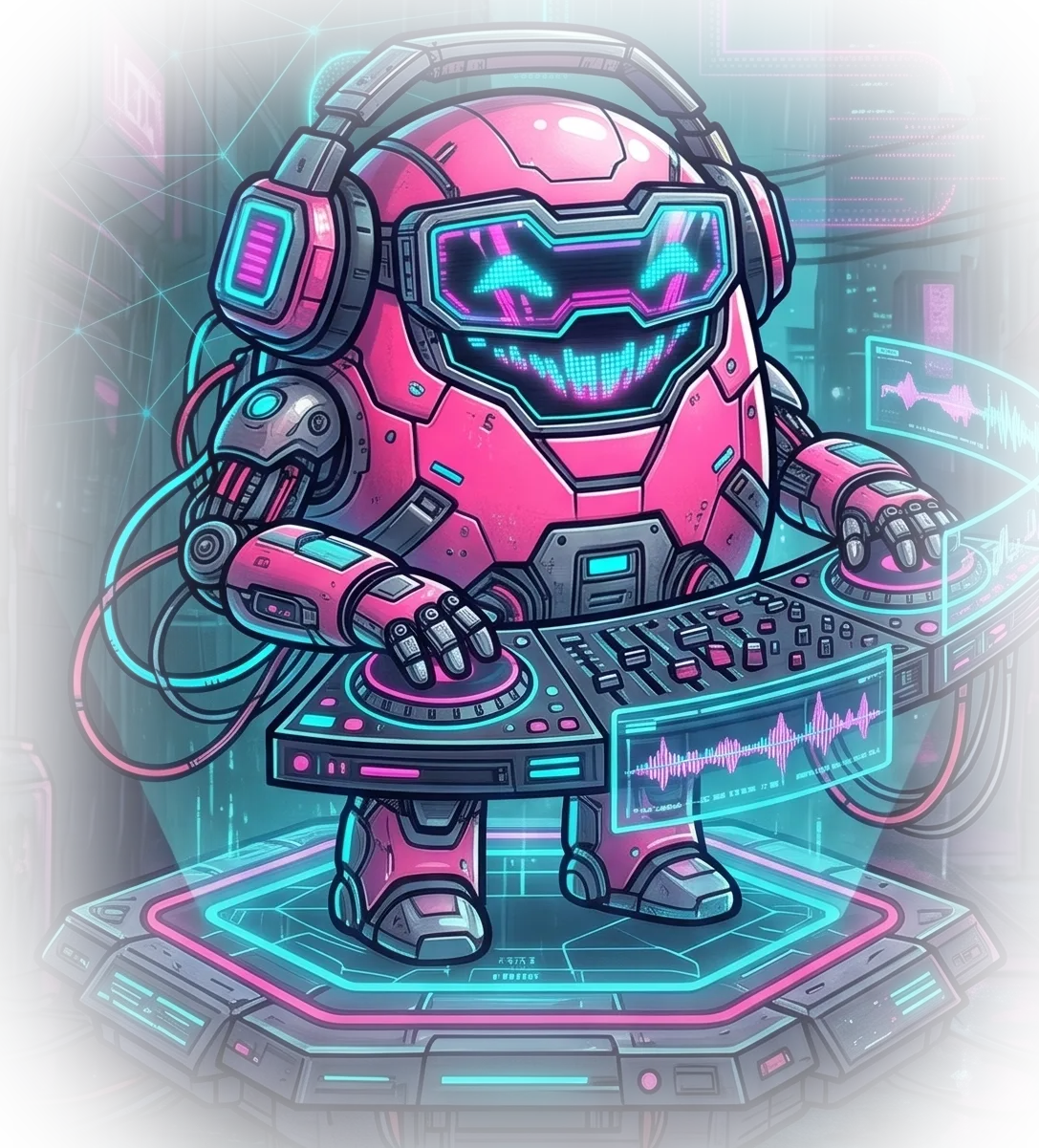 Chubb+Bits, the pink robot DJ
